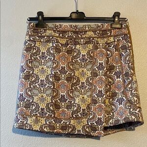 For Love & Lemons - Ivory w/ Multicolor Paisley Jacquard Mini Skirt Sz L